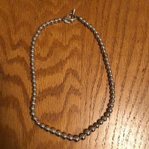 Lauren Ralph Lauren silver tone beaded toggle necklace